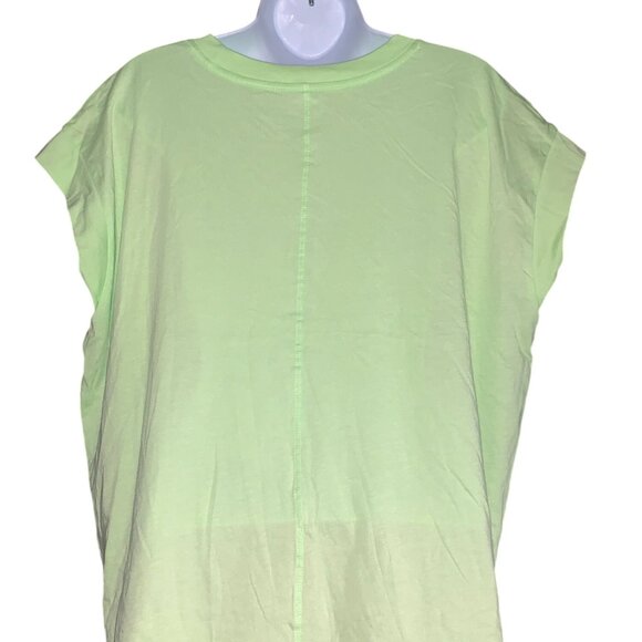 A New Day Womens Lime Green Loose-Fit T-Shirt Cap Sleeves Lightweight Size Large - Picture 3 of 9
